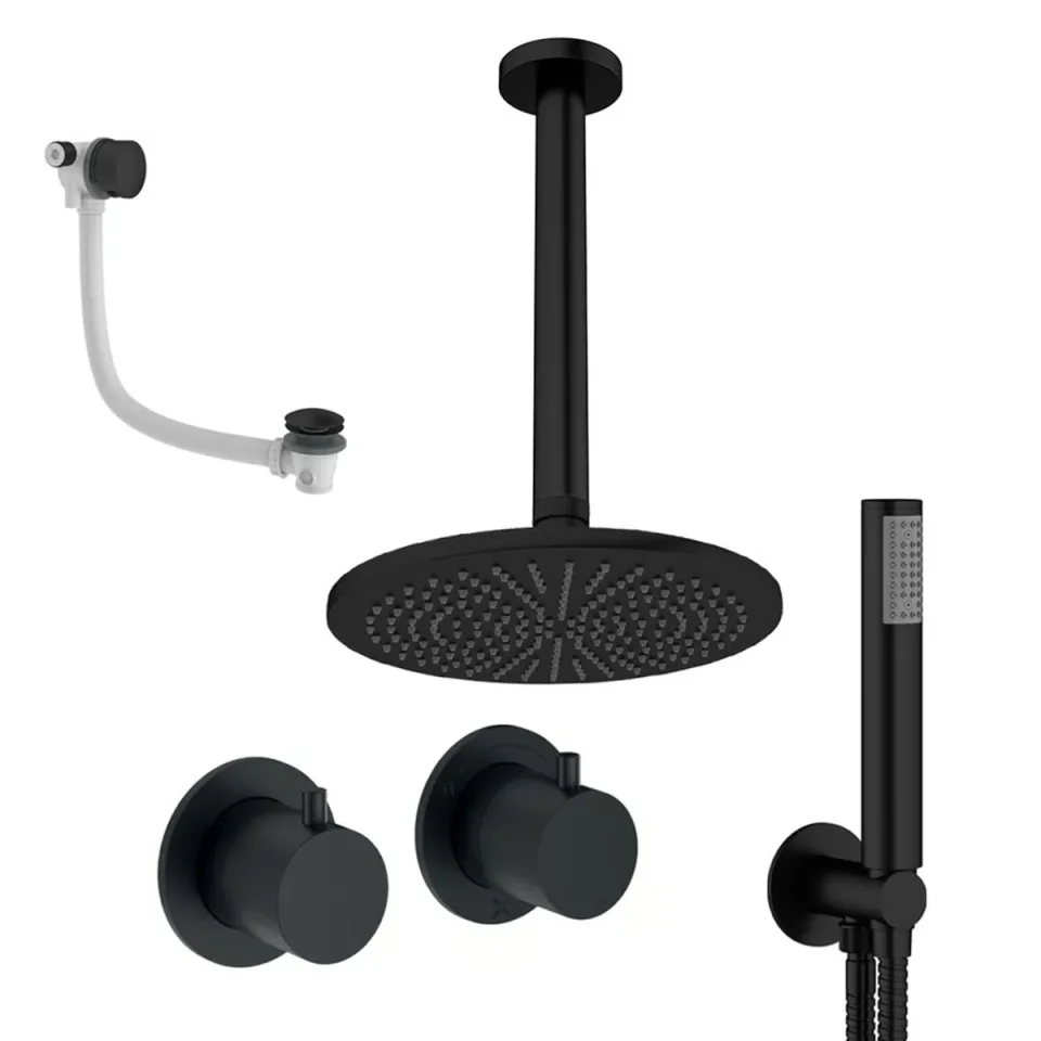 Crosswater Module Shower Set 6 Matt Black 300mm Ceiling Mounted product image - Image 1