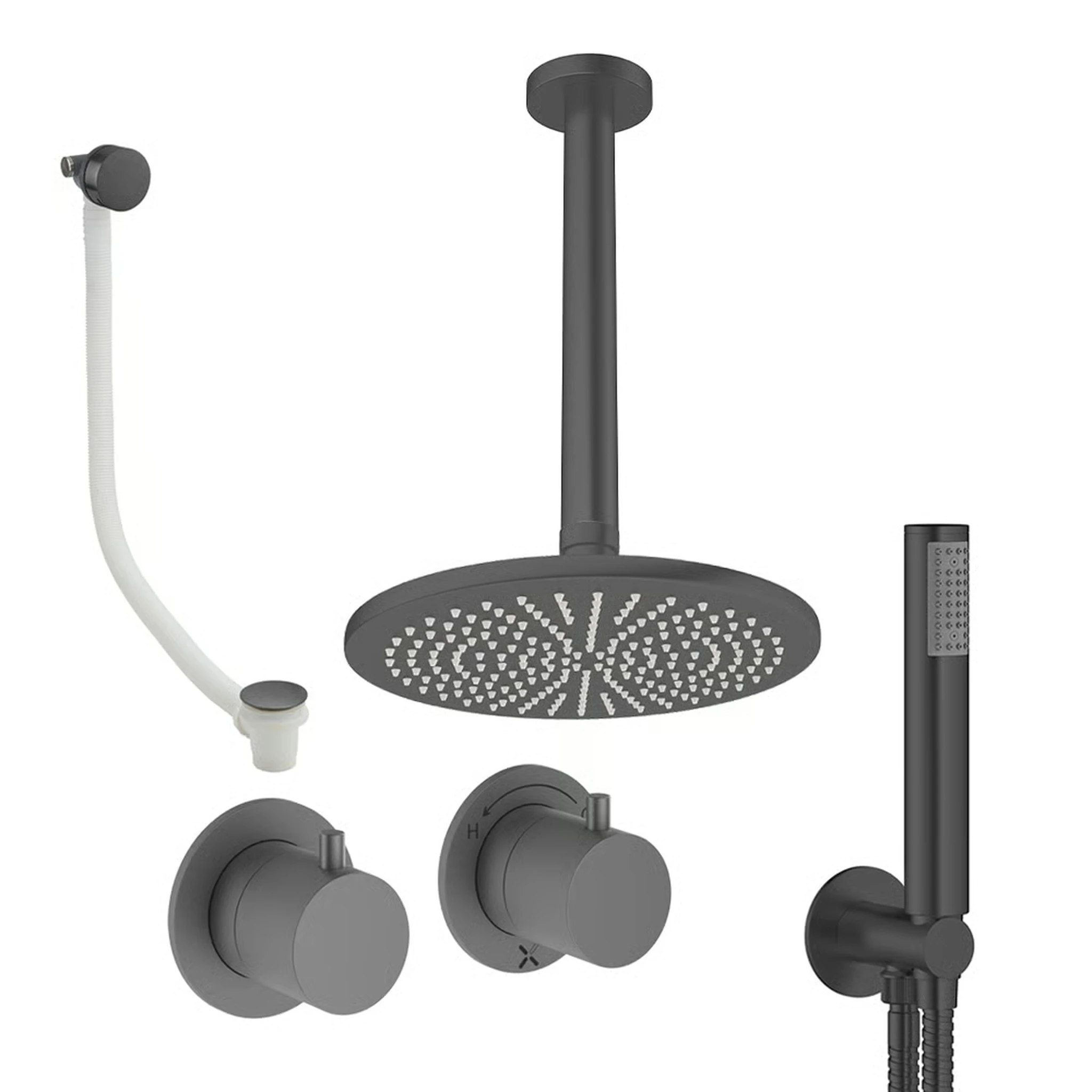 Crosswater Module Shower Set 6 Slate 300mm Ceiling Mounted
