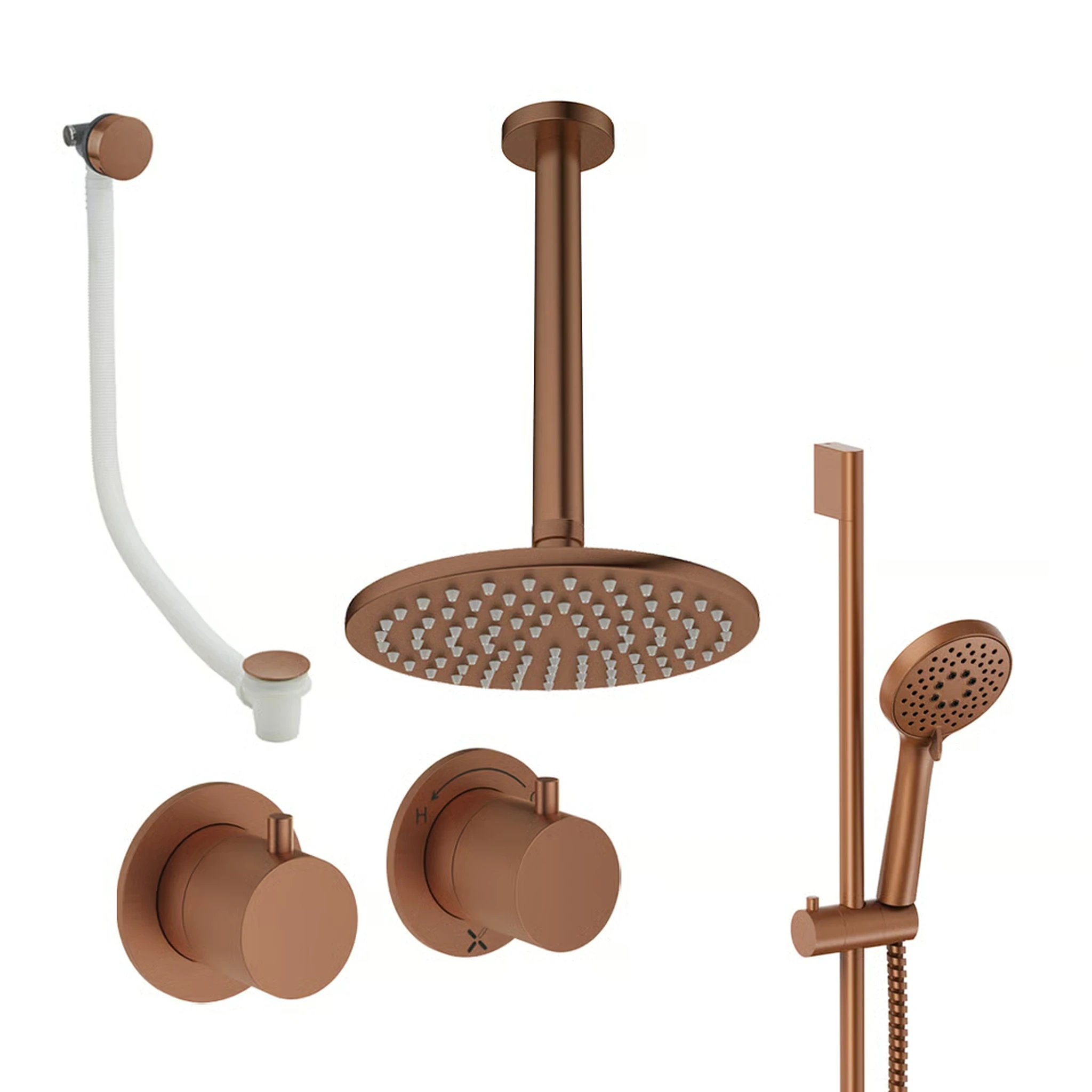 Crosswater Module Shower Set 7 Brushed Bronze 200mm Ceiling Mounted