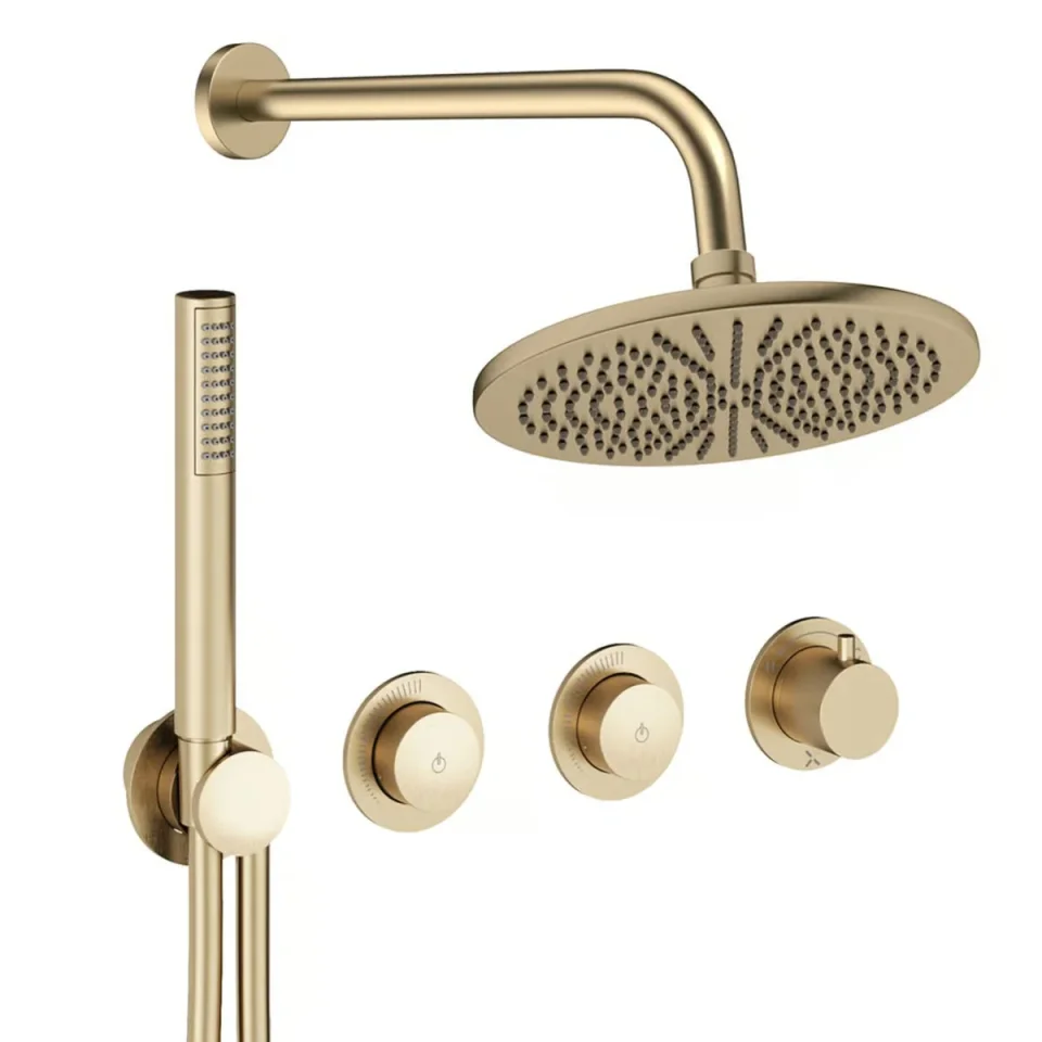 Crosswater Module Shower Set 8 Brushed Brass 300mm product image - Image 1