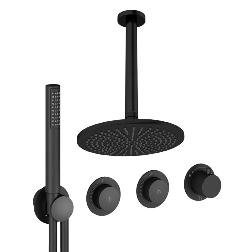 Crosswater Module Shower Set 8 Matt Black 300mm Ceiling Mounted product image - Image 1