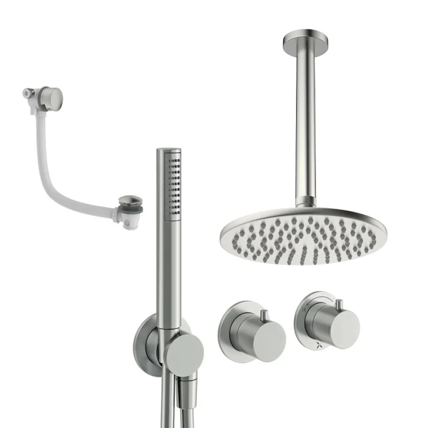 Crosswater Module Shower Set 9 Brushed Nickel 200mm Ceiling Mounted
