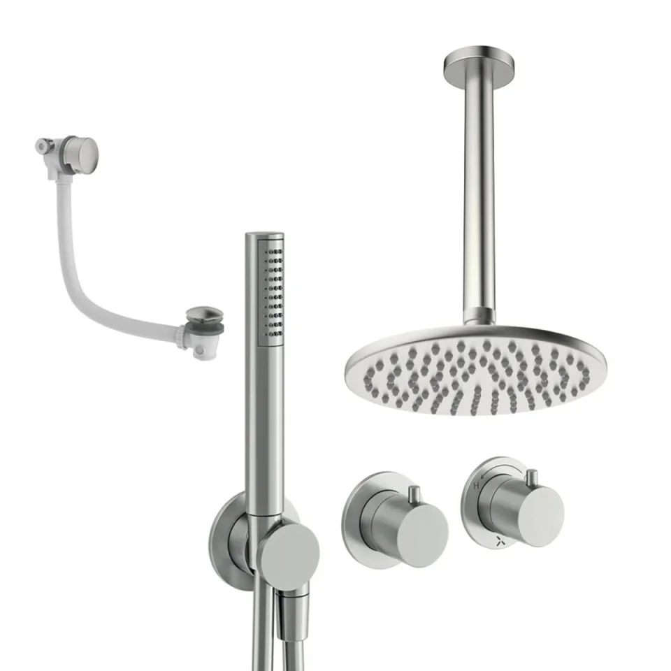Crosswater Module Shower Set 9 Brushed Nickel 200mm Ceiling Mounted product image - Image 1