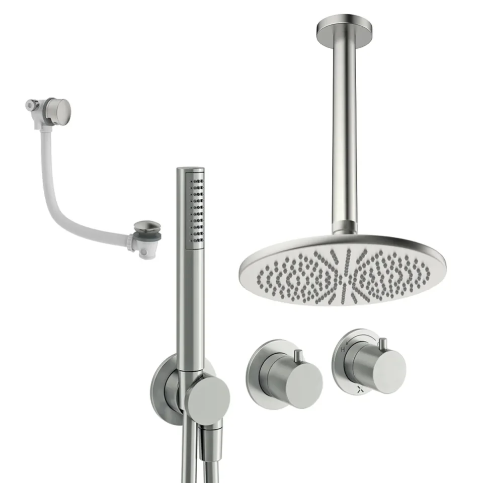 Crosswater Module Shower Set 9 Brushed Nickel 300mm Ceiling Mounted product image - Image 1