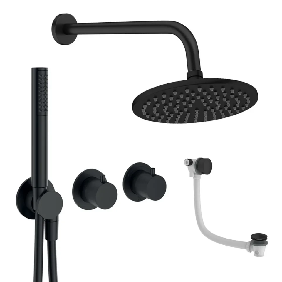 Crosswater Module Shower Set 9 Matt Black 200mm product image - Image 1