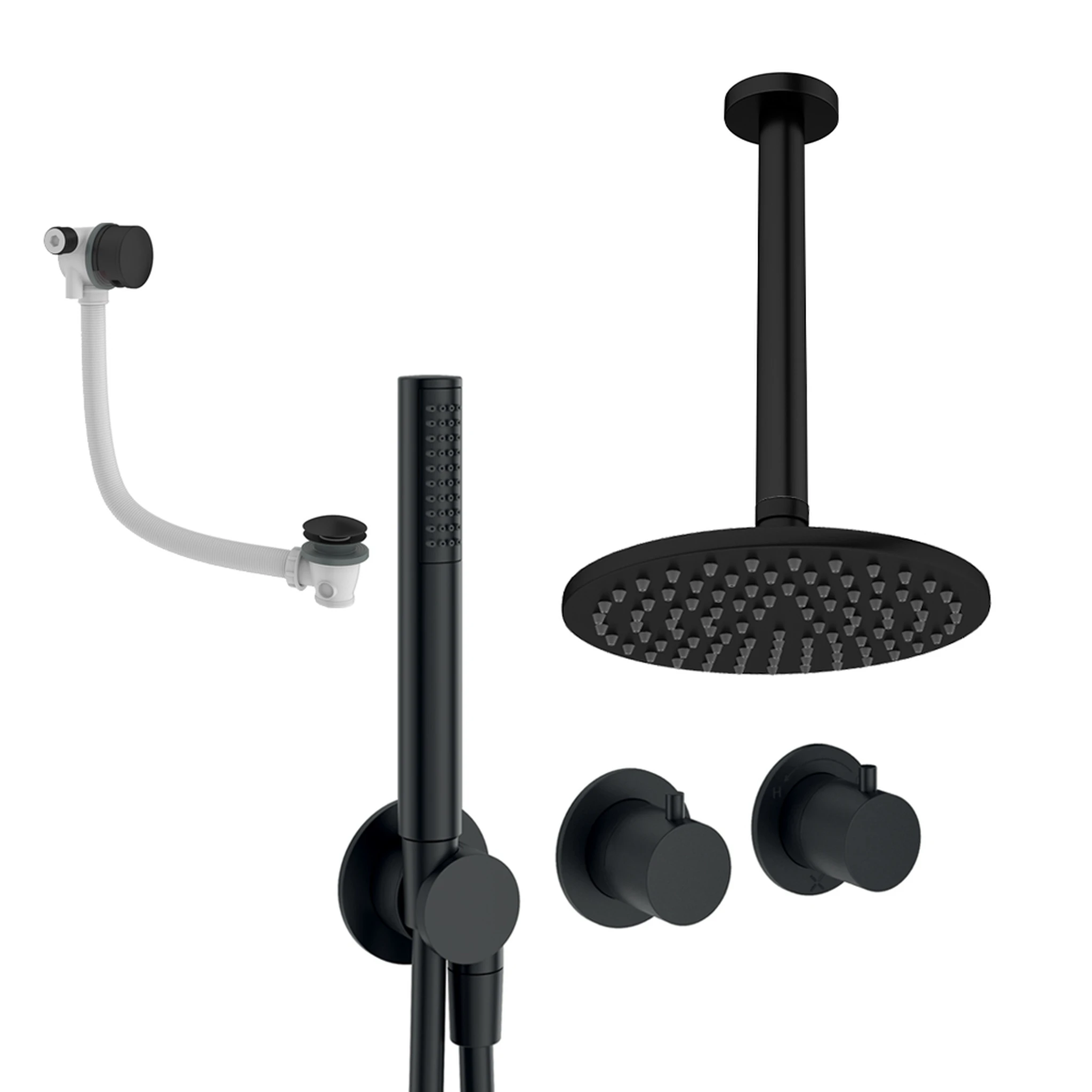Crosswater Module Shower Set 9 Matt Black 200mm Ceiling Mounted