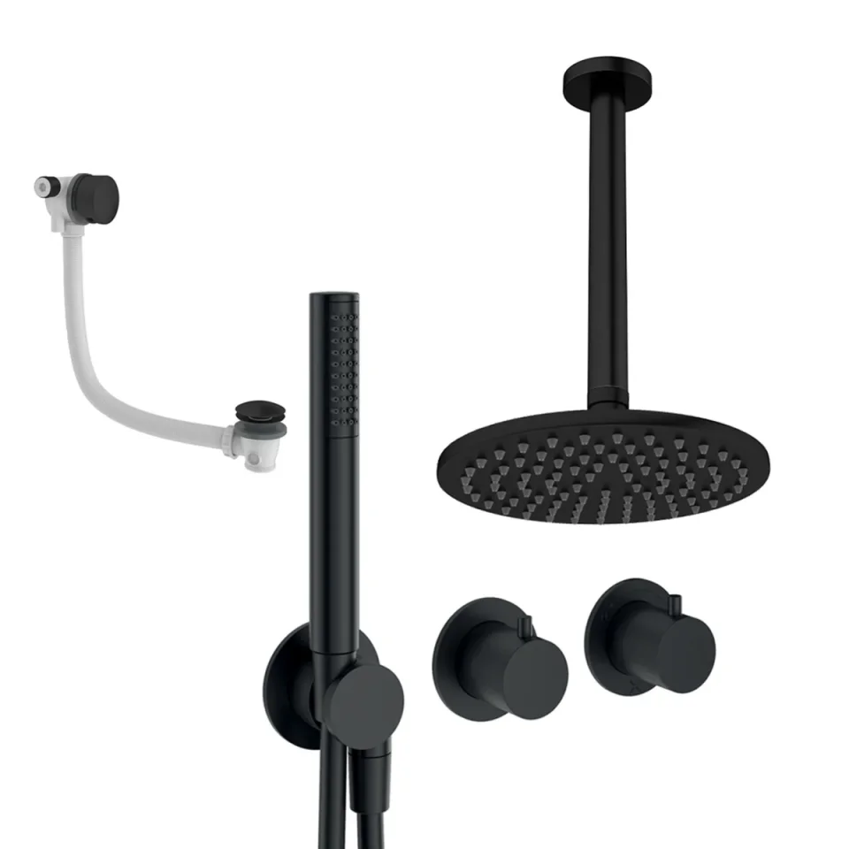 Crosswater Module Shower Set 9 Matt Black 200mm Ceiling Mounted product image - Image 1