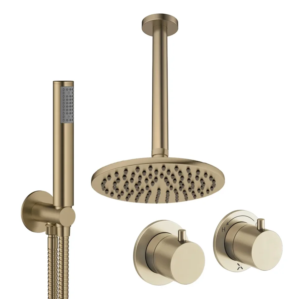 Crosswater Module Shower Set 1 Brushed Brass 200mm Ceiling Mounted product image - Image 1