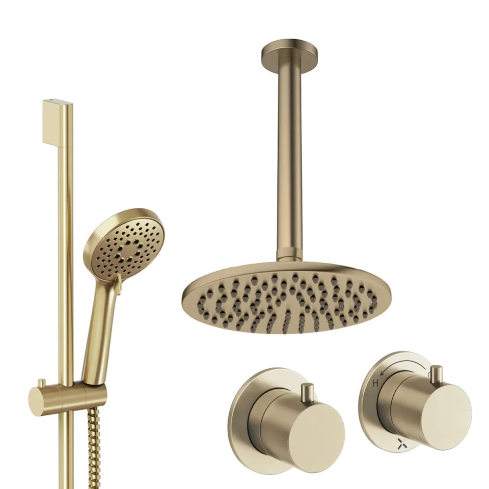 Crosswater Module Shower Set 2 Brushed Brass 200mm Ceiling Mounted product image - Image 1