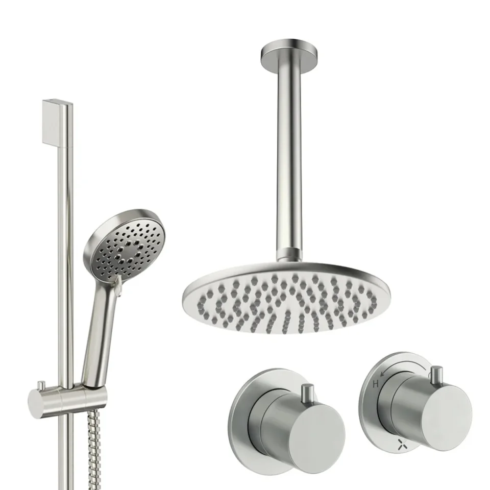 Crosswater Module Shower Set 2 Brushed Nickel 200mm Ceiling Mounted product image - Image 1