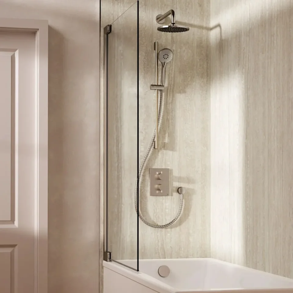 Crosswater Crossbox Shower Set 10 Brushed Nickel 200mm detail view - Image 2