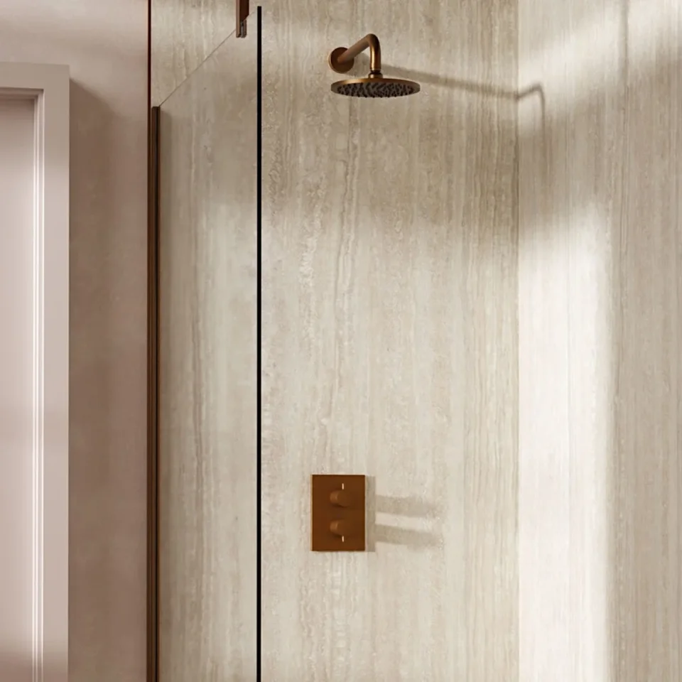 Crosswater Crossbox Shower Set 1 Brushed Bronze 200mm detail view - Image 2
