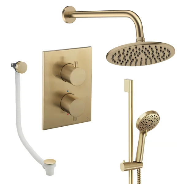 Crosswater Crossbox Shower Set 10 Brushed Brass 200mm