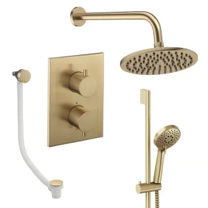 Crosswater Crossbox Shower Set 10 Brushed Brass 200mm