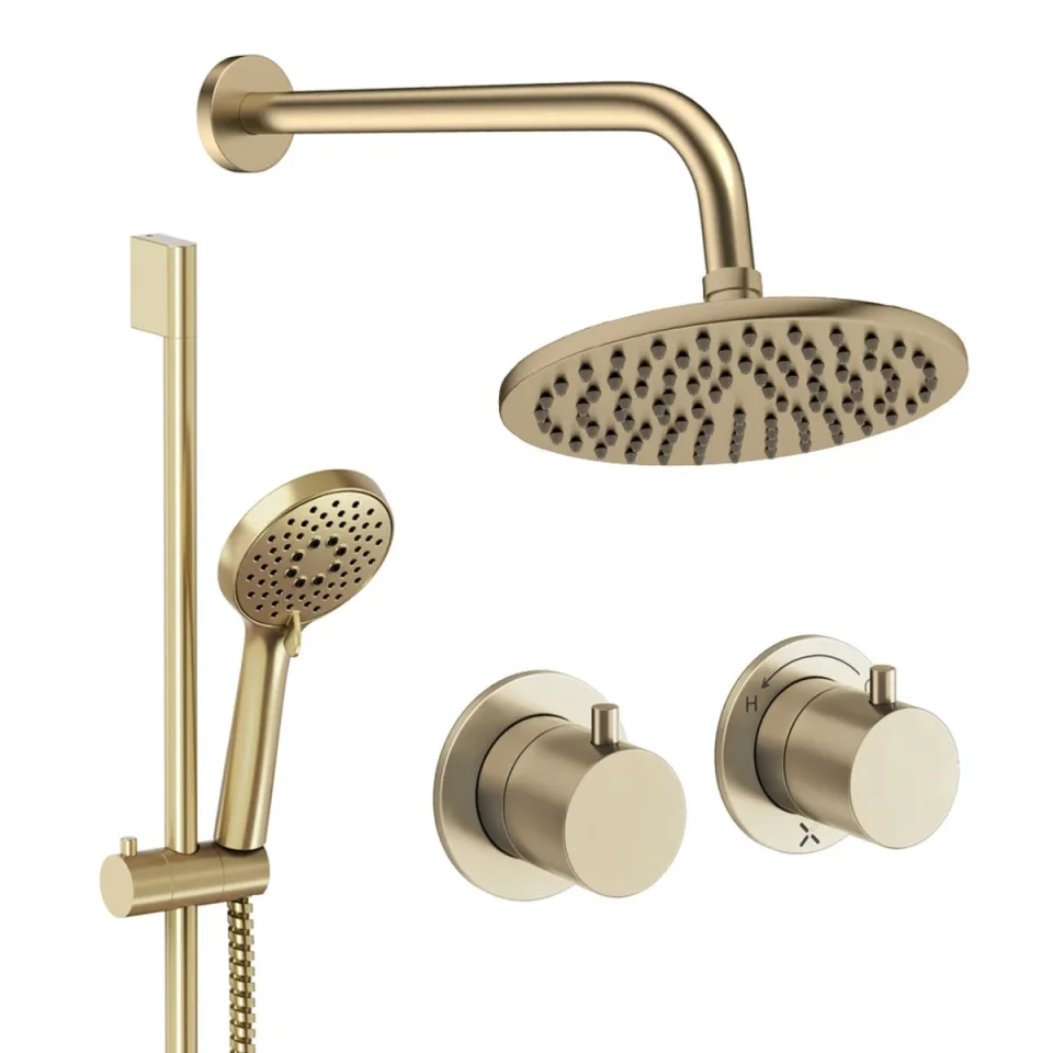 Crosswater Module Shower Set 2 Brushed Brass 200mm product image - Image 1