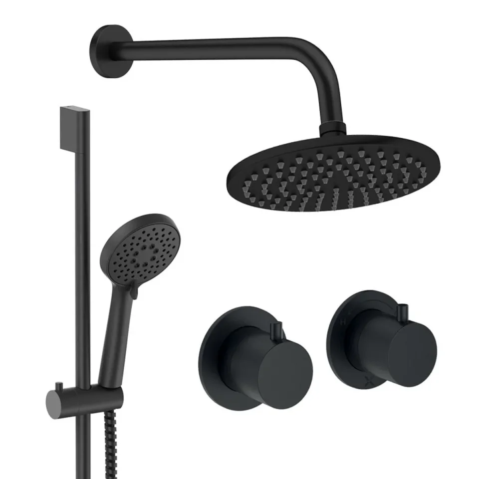 Crosswater Module Shower Set 2 Matt Black 200mm product image - Image 1