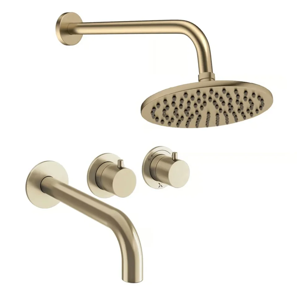 Crosswater Module Shower Set 3 Brushed Brass 200mm product image - Image 1