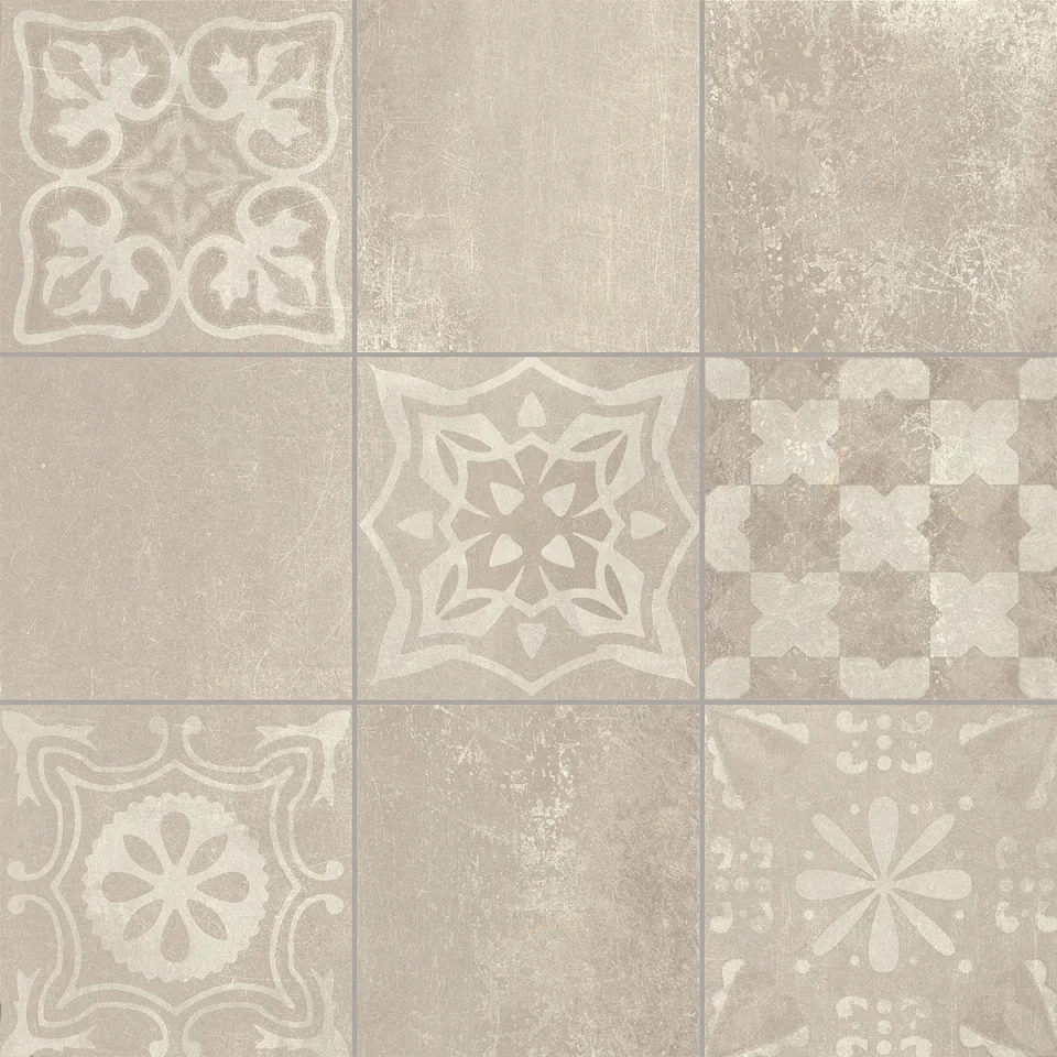 European Tiles Cemento BEIGE DECORE' 60 X 60 Rectified Matte Tile detail view - Image 7