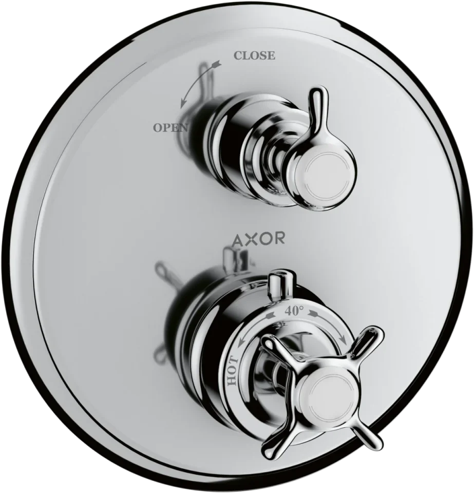 Axor Montreux Thermostatic Mixer For Concealed Installation With Cross Handle And Shut-off Valve Chrome product image - Image 2