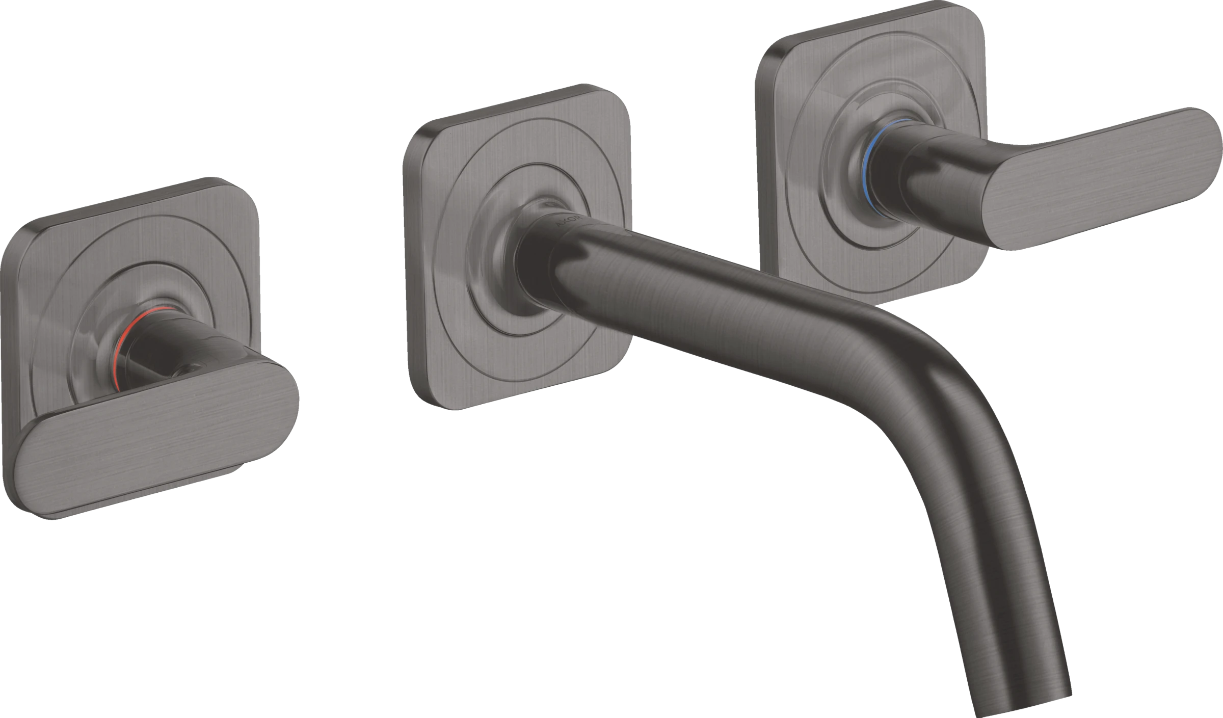 Axor Citterio M 3-hole Basin Mixer For Concealed Installation Wall-mounted With Spout 166 Mm, Lever Handles And Escutcheons Brushed Black Chrome