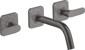 Axor Citterio M 3-hole Basin Mixer For Concealed Installation Wall-mounted With Spout 166 Mm, Lever Handles And Escutcheons Brushed Black Chrome