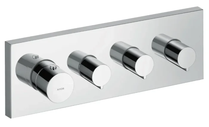 Axor Showersolutions Thermostatic Module 360/120 Square For Concealed Installation For 3 Outlets Chrome detail view - Image 3