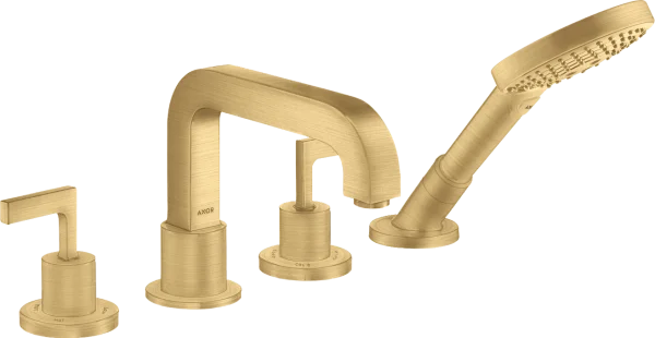 Axor Citterio 4-hole Rim-mounted Bath Mixer With Lever Handles And Escutcheons Gold Brushed