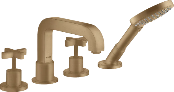 Axor Citterio 4-hole Rim-mounted Bath Mixer With Cross Handles And Escutcheons Brushed Bronze
