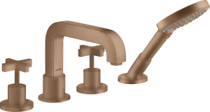 Axor Citterio 4-hole Rim-mounted Bath Mixer With Cross Handles And Escutcheons Brushed Red Gold
