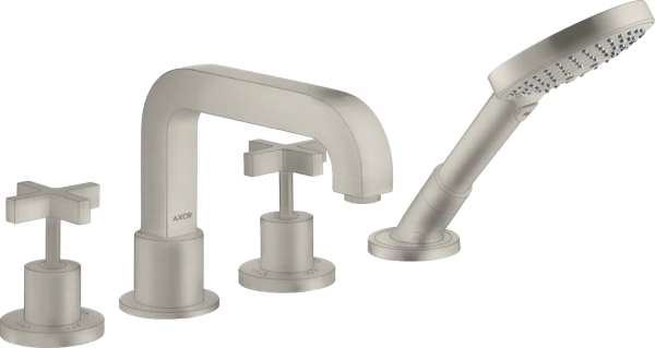 Axor Citterio 4-hole Tile Mounted Bath Mixer With Cross Handles And Escutcheons Stainless Steel