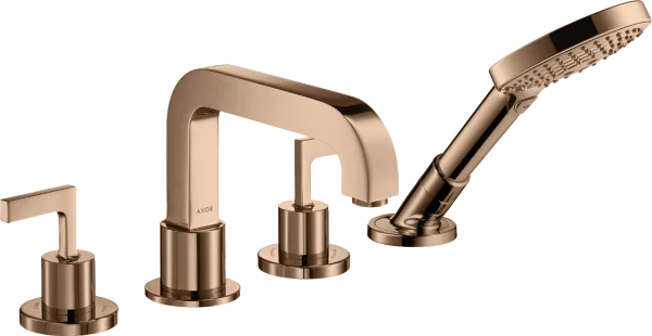 Axor Citterio 4-hole Tile Mounted Bath Mixer With Cross Handles And Escutcheons Polished Red Gold