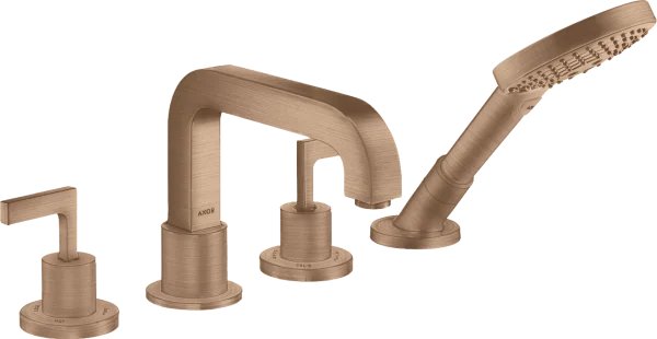 Axor Citterio 4-hole Tile Mounted Bath Mixer With Cross Handles And Escutcheons Brushed Red Gold