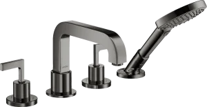 Axor Citterio 4-hole Tile Mounted Bath Mixer With Cross Handles And Escutcheons Polished Black Chrome
