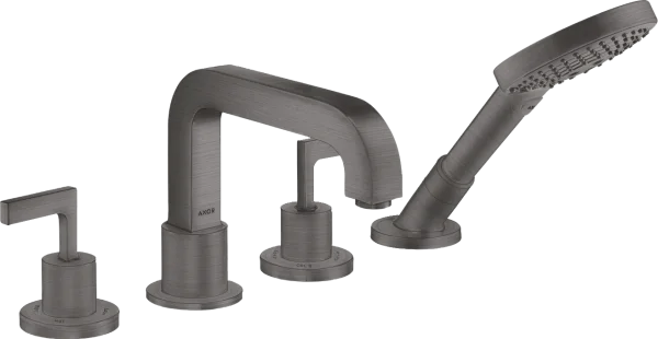 Axor Citterio 4-hole Tile Mounted Bath Mixer With Cross Handles And Escutcheons Brushed Black Chrome