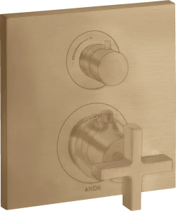 Axor Citterio Thermostatic Mixer For Concealed Installation With Shut-off Valve And Cross Handle Brushed Bronze