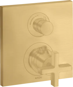 Axor Citterio Thermostatic Mixer For Concealed Installation With Shut-off Valve And Cross Handle Gold Brushed