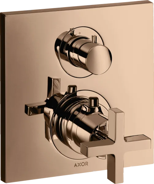 Axor Citterio Thermostatic Mixer For Concealed Installation With Shut-off Valve And Cross Handle Polished Red Gold