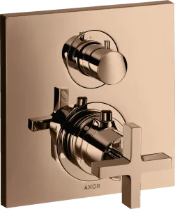Axor Citterio Thermostatic Mixer For Concealed Installation With Shut-off Valve And Cross Handle Polished Red Gold