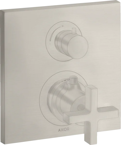 Axor Citterio Thermostatic Mixer For Concealed Installation With Shut-off Valve And Cross Handle Stainless Steel