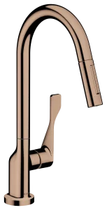 Axor Citterio Single Lever Kitchen Mixer 250 With Pull-out Spray Polished Red Gold