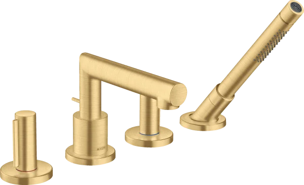 Axor Uno 4-hole Rim-mounted Bath Mixer With Zero Handles Gold Brushed