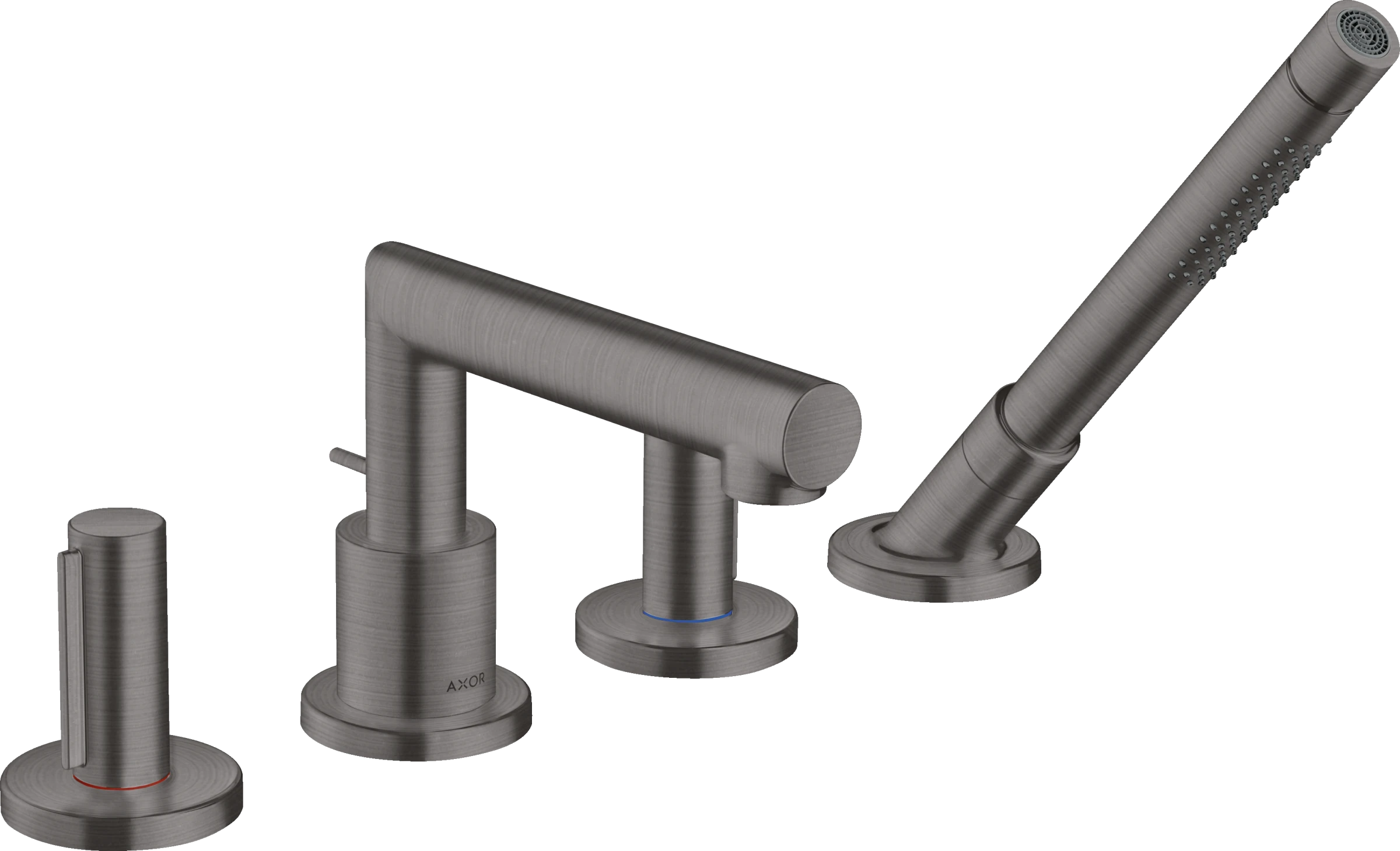 Axor Uno 4-hole Rim-mounted Bath Mixer With Zero Handles Brushed Black Chrome
