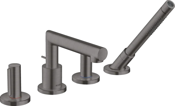Axor Uno 4-hole Rim-mounted Bath Mixer With Zero Handles Brushed Black Chrome