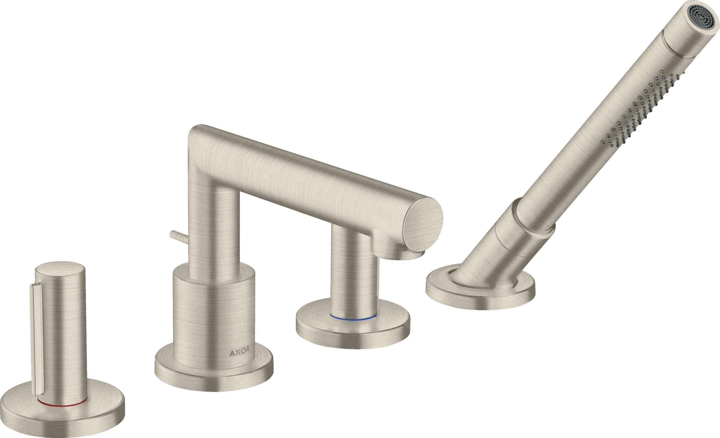 Axor Uno 4-hole Rim-mounted Bath Mixer With Zero Handles Brushed Nickel
