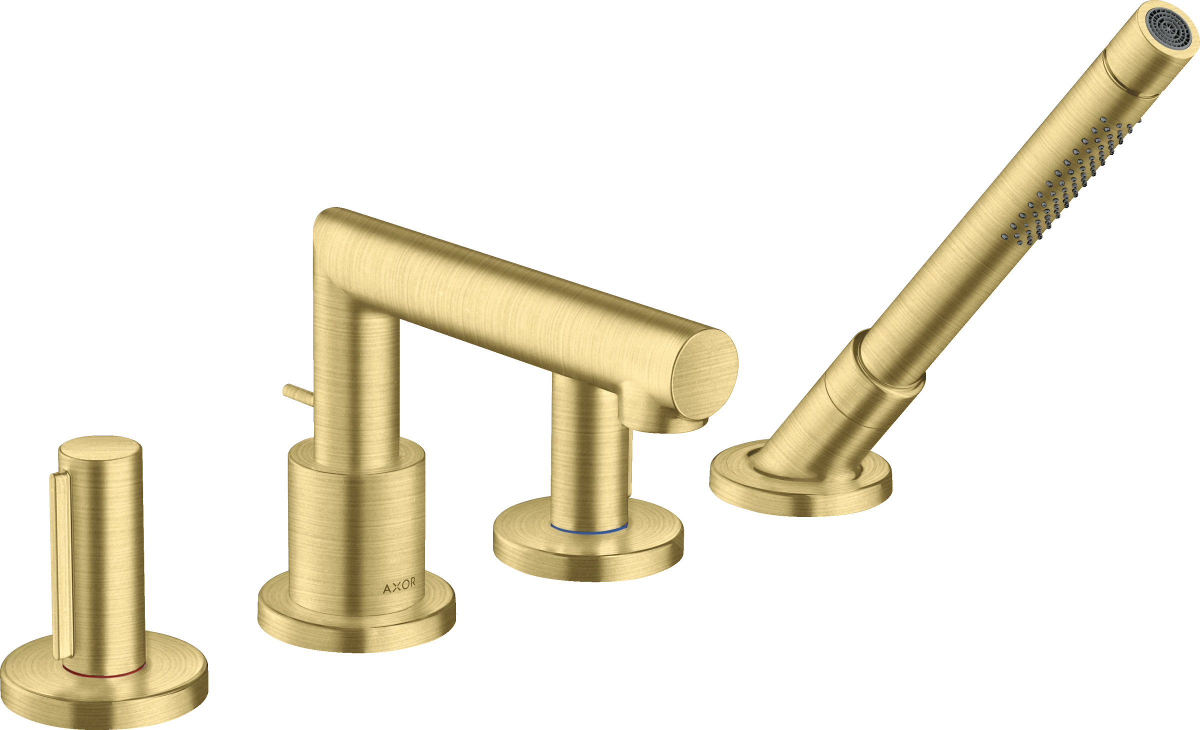 Axor Uno 4-hole Rim-mounted Bath Mixer With Zero Handles Brushed Brass