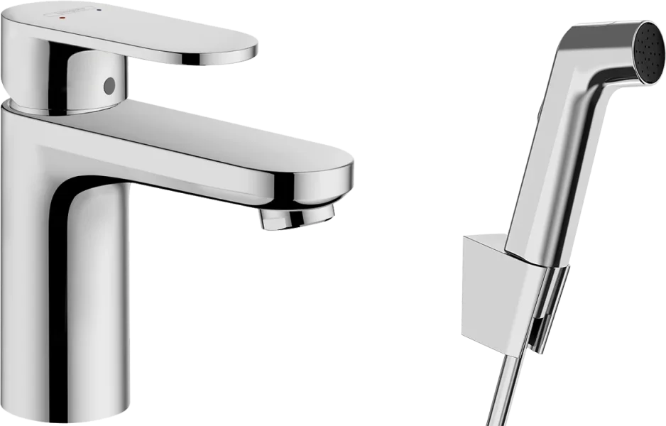Hansgrohe Vernis Blend Single Lever Basin Mixer 100 With Bidet Spray And Shower Hose 160 Cm Chrome