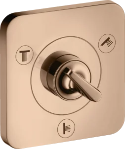 Axor Citterio E Shut-off / Diverter Valve Trio / Quattro Finish Set 120 Mm X 120 Mm Polished Red Gold