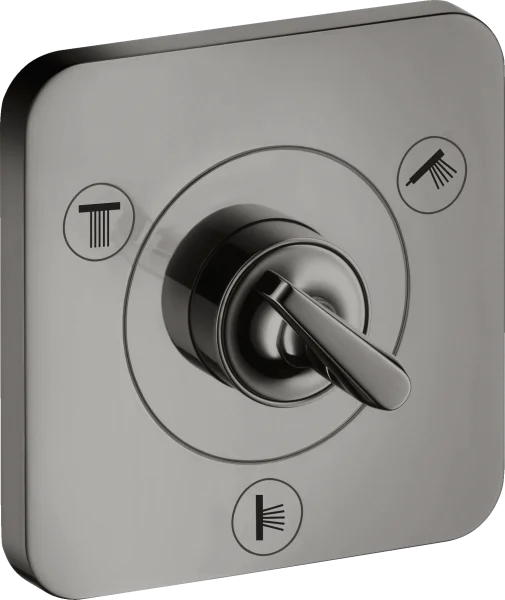 Axor Citterio E Shut-off / Diverter Valve Trio / Quattro Finish Set 120 Mm X 120 Mm Polished Black Chrome