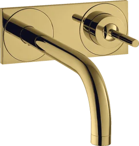 Axor Uno Single Lever Basin Mixer For Concealed Installation Wall-mounted With Spout 225 Mm And Plate Gold Polished