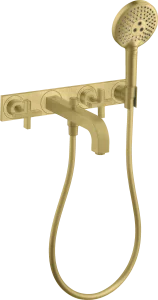 Axor Citterio 3-hole Bath Mixer For Concealed Installation Wall-mounted With Cross Handles And Plate Brushed Brass